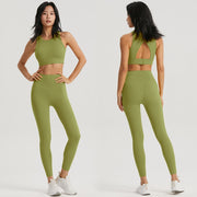 Hollow Out Sports Bra and Leggings Suit