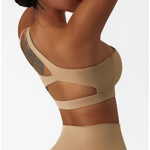 One Shoulder Shockproof Yoga Bra