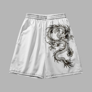 Zoorie Dragon  Casual Print White Sweatshorts