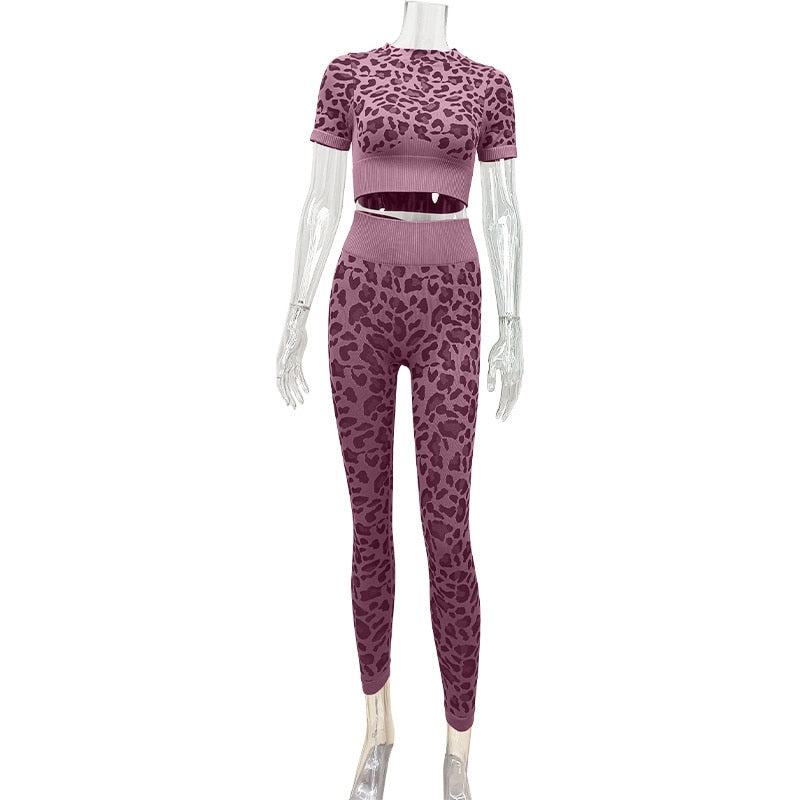 Leopard Print Sport Gym Sets