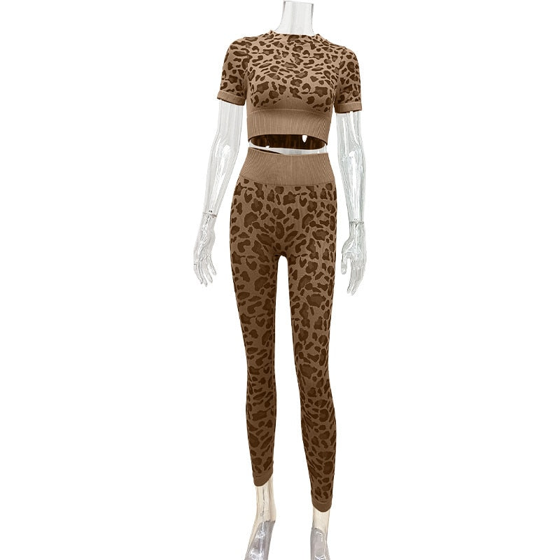 Leopard Print Sport Gym Sets