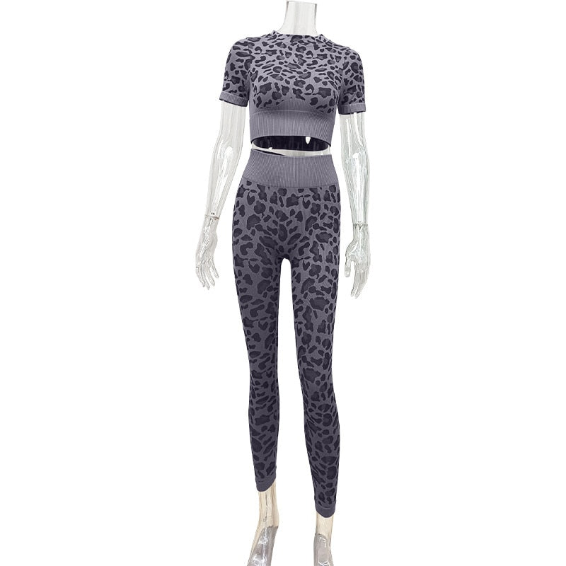 Leopard Print Sport Gym Sets