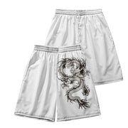 Zoorie Dragon  Casual Print White Sweatshorts