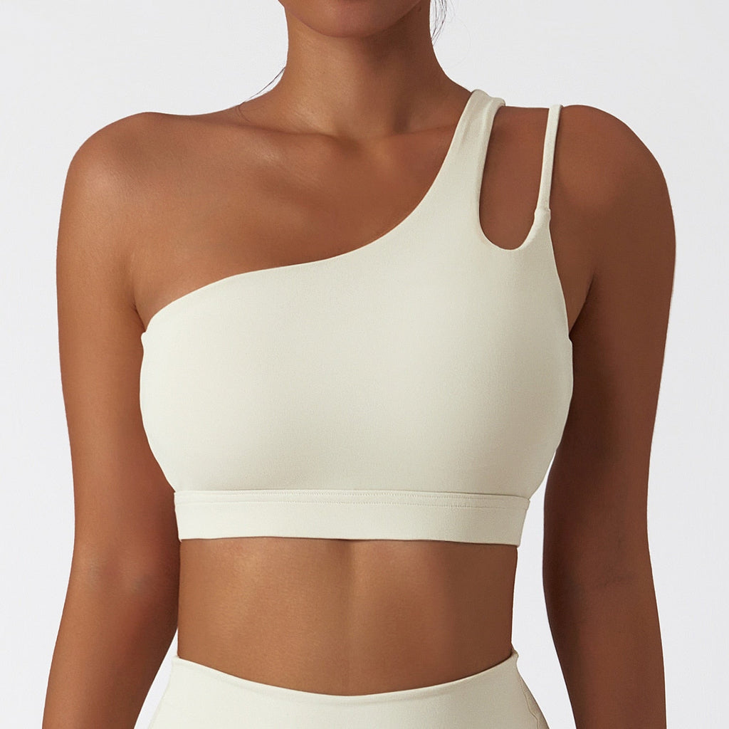 One Shoulder Shockproof Yoga Bra