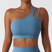 One Shoulder Shockproof Yoga Bra