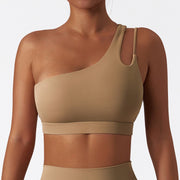 One Shoulder Shockproof Yoga Bra