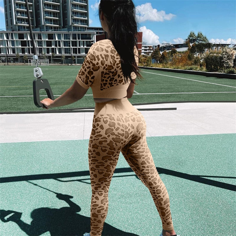Leopard Print Sport Gym Sets